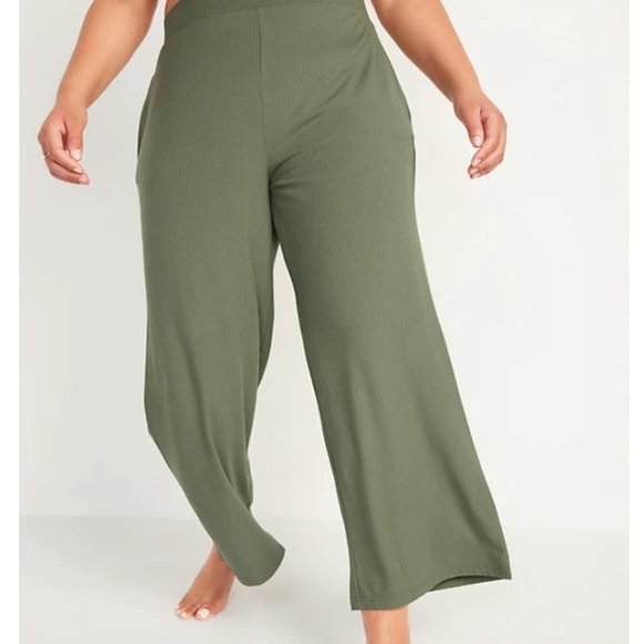 NWT Old Navy High-Waisted Pajama/Sweatpants; Olive Green; Medium (Regular) - Picture 4 of 10